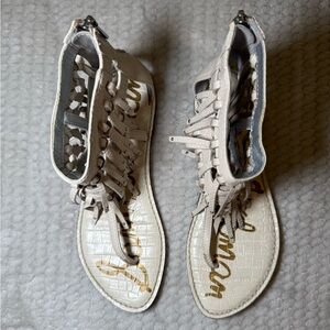 Sam Edelman Cream Woven Gladiator Sandals